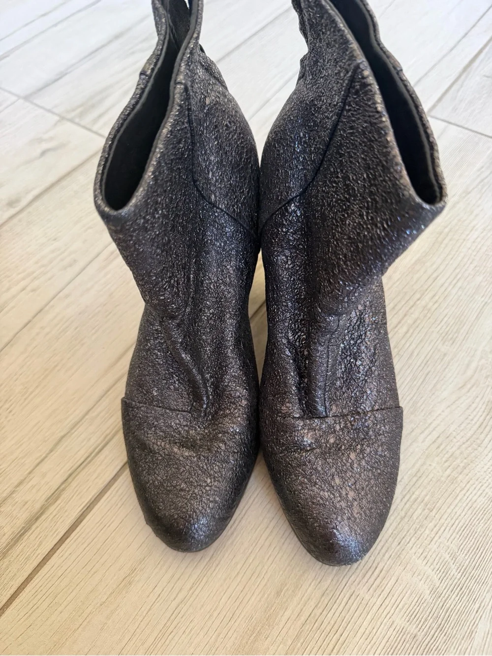 rag & bone Black Textured Metallic Ankle Boots